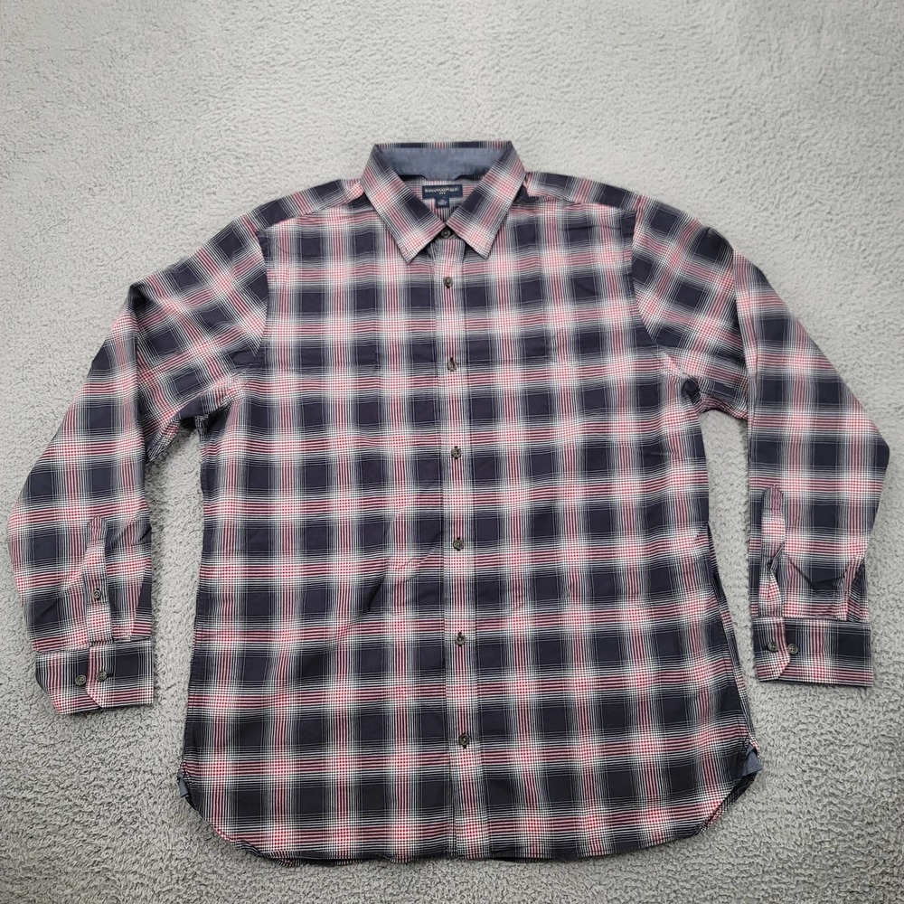 Banana Republic Shirt Mens XL Blue Red plaid‎ Button Up Long Sleeve Classiccore